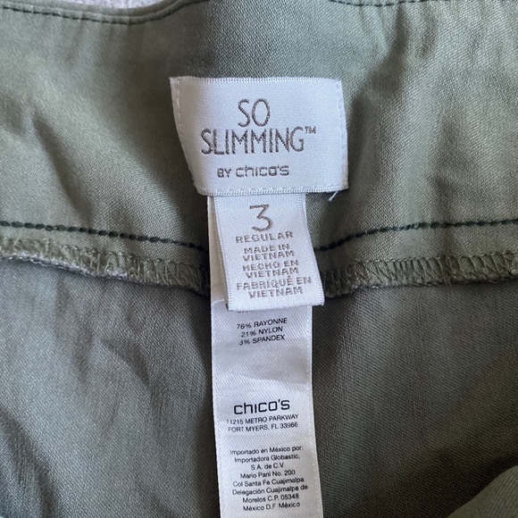 Soft Surroundings pants women’s 3 green pull on stretch straight leg Bk Pocket - Picture 7 of 7